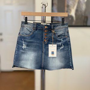 Jean Mini Skirt Distressed